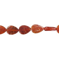 Heilstein & Edelstein-Strang - Tropfen flach, Achat (Schlangenachat) rot (gef.), gedreht, 18 x 13mm