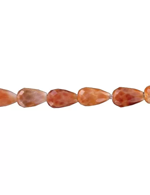 Heilstein & Edelstein-Strang - Tropfen, Achat (Schlangenachat) rot (gef.), facettiert, 09 x 06mm