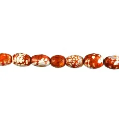 Heilstein & Edelstein-Strang - Oliven, Achat (Schlangenachat) rot (gef.), facettiert, 17 x 13mm