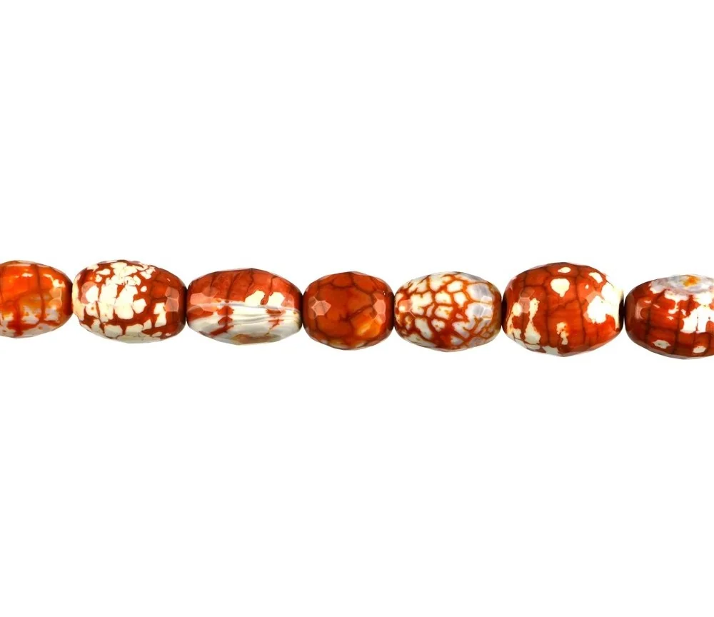 Heilstein & Edelstein-Strang - Oliven, Achat (Schlangenachat) rot (gef.), facettiert, 17 x 13mm