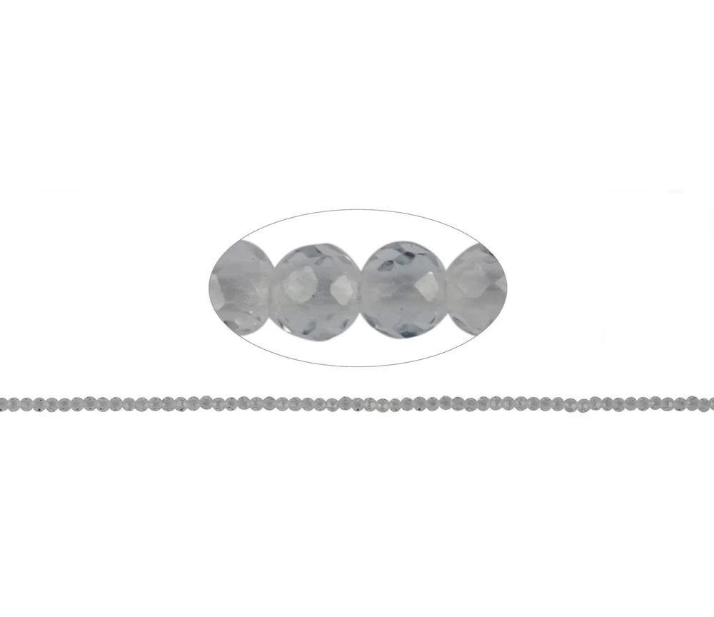 Heilstein & Edelstein-Strang - Kugeln, Topas (weiß), facettiert, 02mm