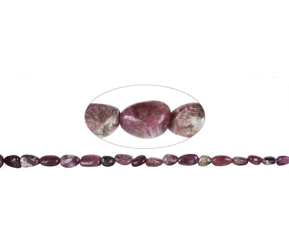 Heilstein & Edelstein-Strang - Nuggets, Turmalin (rosa), 15-20 x 08-13mm, mit Verlauf (50cm)
