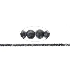 Heilstein & Edelstein-Strang - Kugeln, Gabbro (Mystic Merlinite), matt, 06mm