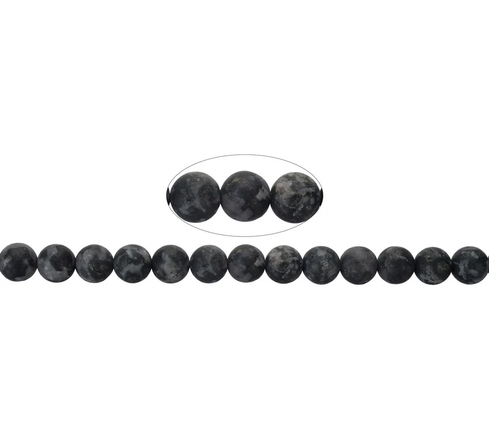 Heilstein & Edelstein-Strang - Kugeln, Gabbro (Mystic Merlinite), matt, 08mm