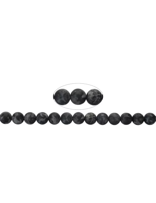 Heilstein & Edelstein-Strang - Kugeln, Gabbro (Mystic Merlinite), matt, 08mm