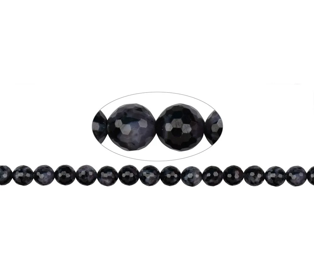 Heilstein & Edelstein-Strang - Kugeln, Gabbro (Mystic Merlinite), facettiert, 08mm (39cm)