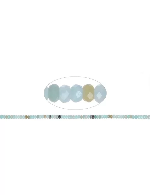 Heilstein & Edelstein-Strang - Button, Amazonit (bunt), facettiert, 02 x 04mm