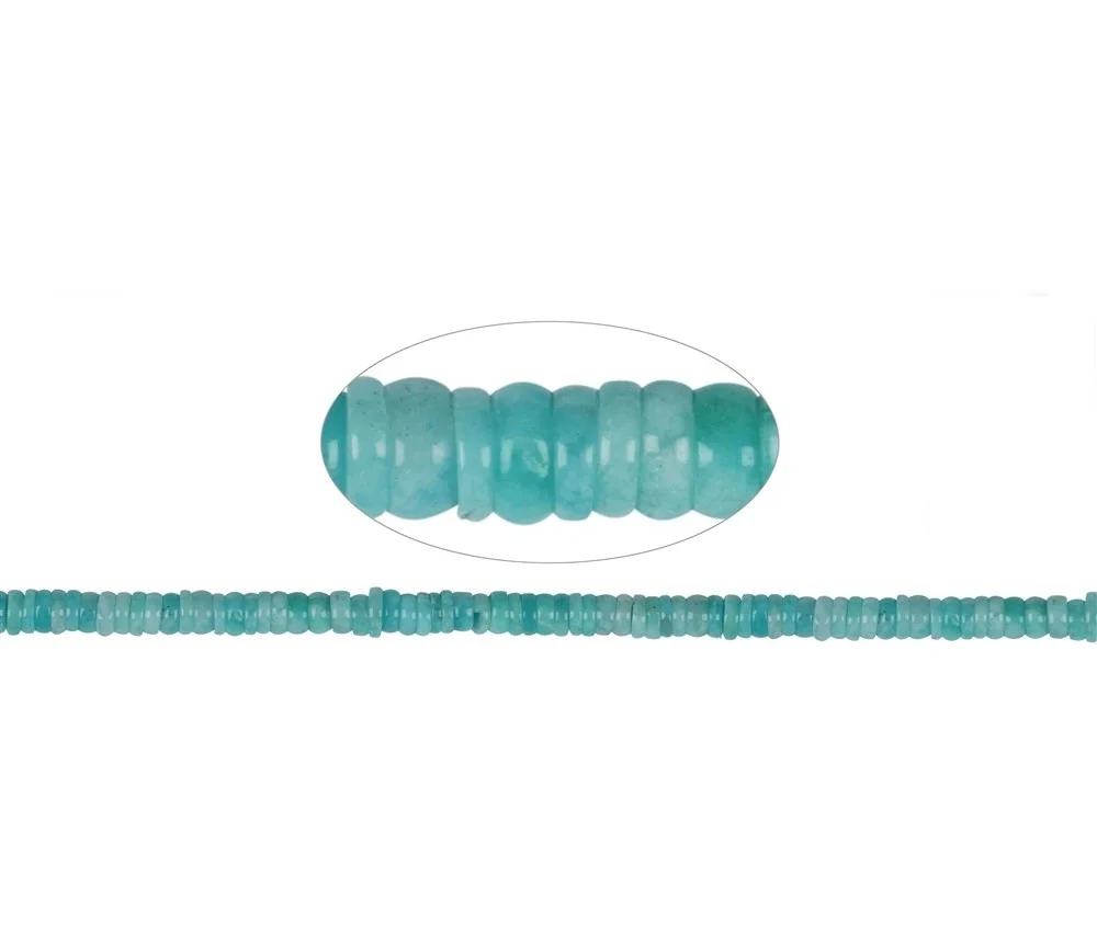 Heilstein & Edelstein-Strang - Button, Amazonit (hell), 02 x 06-07mm