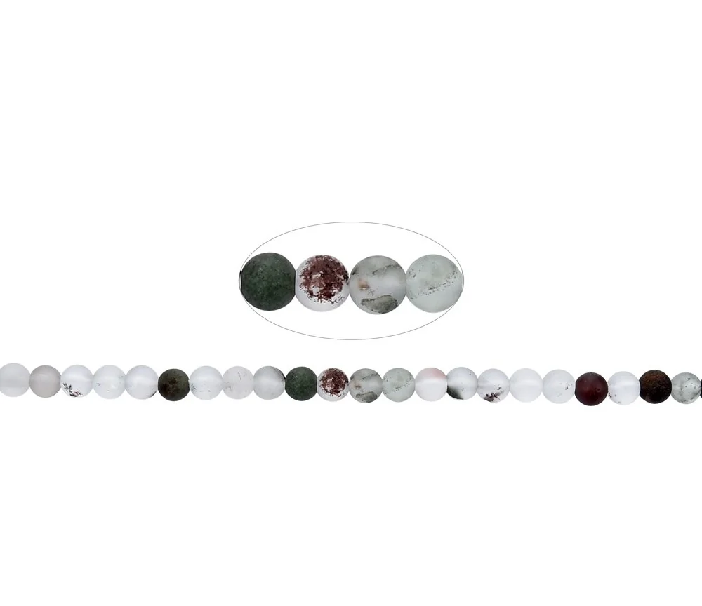 Heilstein & Edelstein-Strang - Kugeln, Inklusenquarz, matt, 04mm