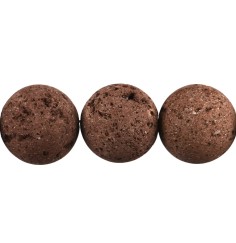 Heilstein & Edelstein-Strang - Kugeln, Lava (braun), 22mm