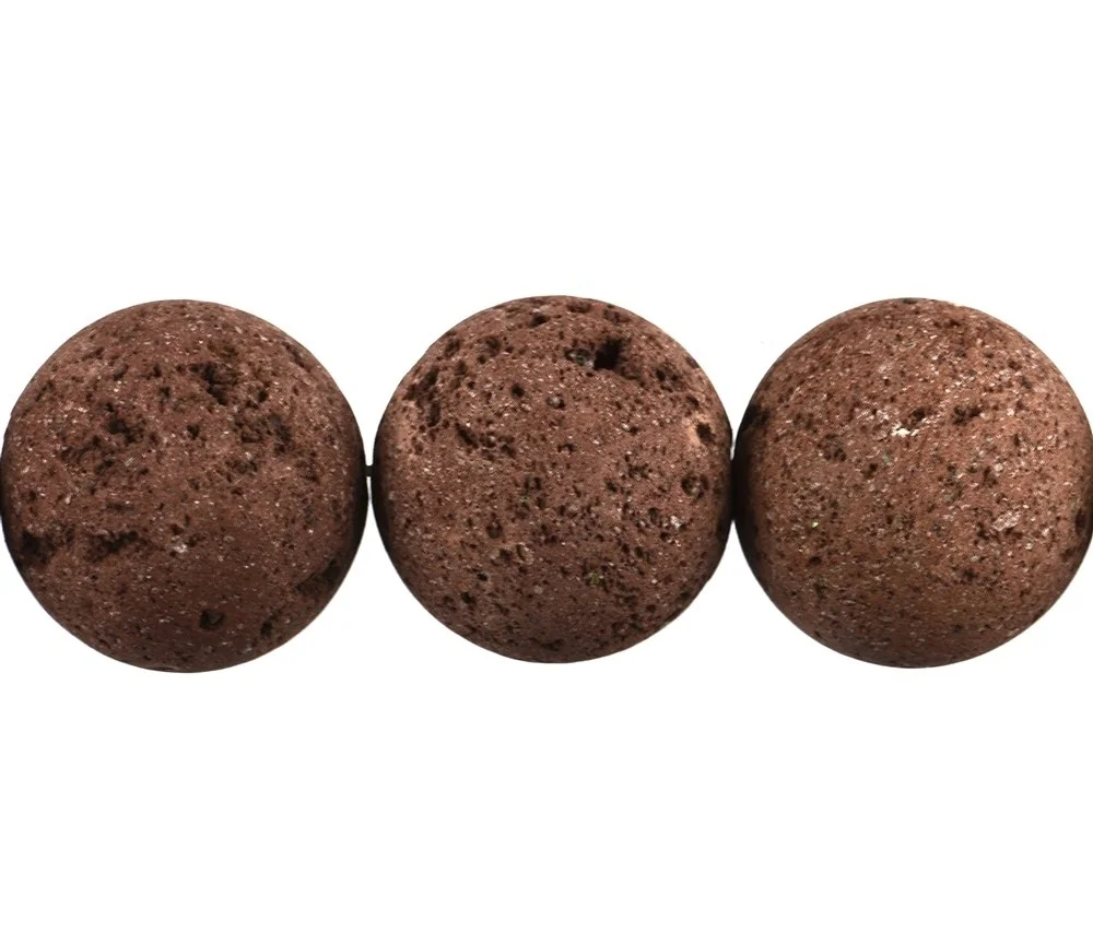 Heilstein & Edelstein-Strang - Kugeln, Lava (braun), 22mm