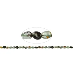 Heilstein & Edelstein-Strang - Nuggets flach, Inklusenquarz, 08-10 x 05-07mm