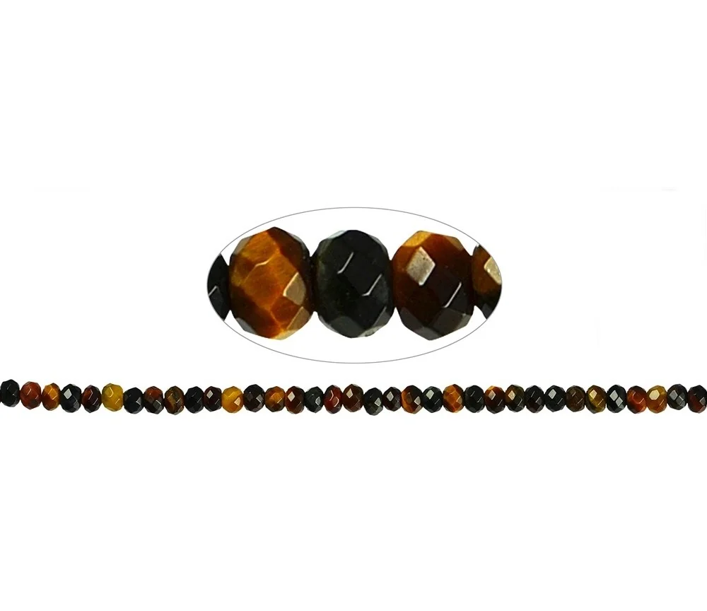 Heilstein & Edelstein-Strang - Kugeln, Tigerauge (Mix), facettiert, 04mm