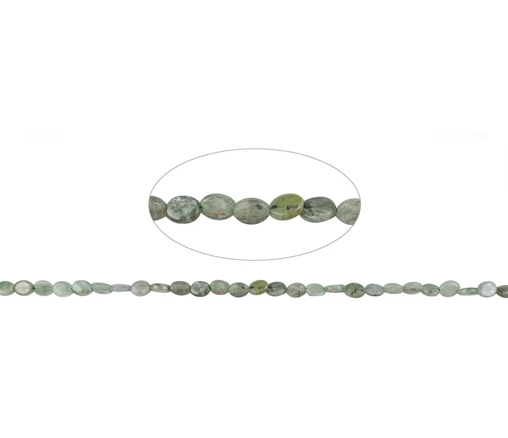 Heilstein & Edelstein-Strang - Linse, Disthen grün (stab.), 09 x 07mm