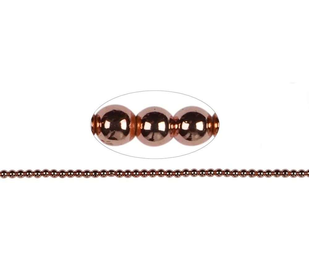 Heilstein & Edelstein-Strang - Kugeln, Hämatin rosegold (gef.), 03mm