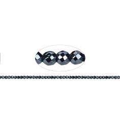 Heilstein & Edelstein-Strang - Kugeln, Hämatin, facettiert, 02mm