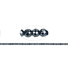 Heilstein & Edelstein-Strang - Kugeln, Hämatin, facettiert, 02mm