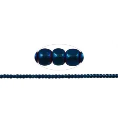 Heilstein & Edelstein-Strang - Würfel gerundet, Hämatin blau (gef.) matt, 03 x 03mm