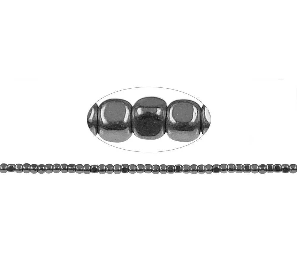 Heilstein & Edelstein-Strang - Würfel gerundet, Hämatin silber (gef.), 03 x 03mm