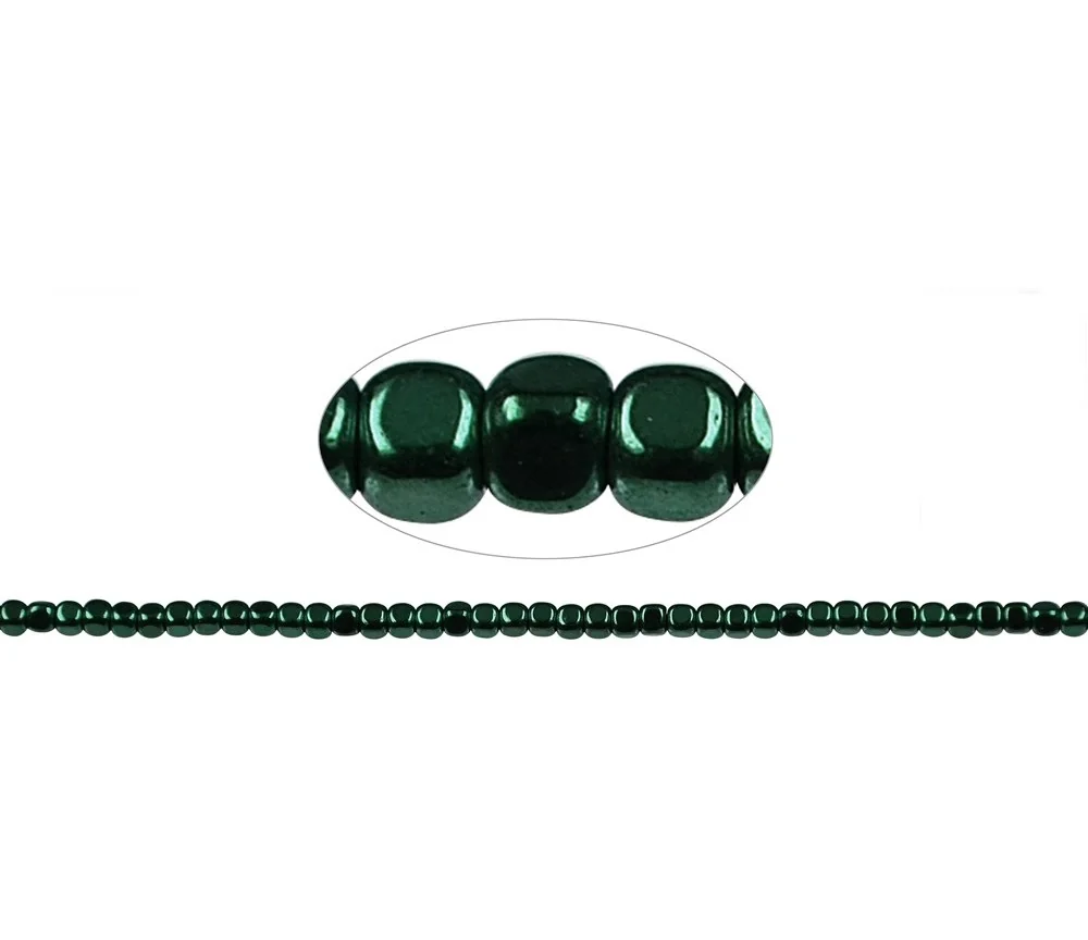 Heilstein & Edelstein-Strang - Würfel gerundet, Hämatin grün (gef.), 03 x 03mm