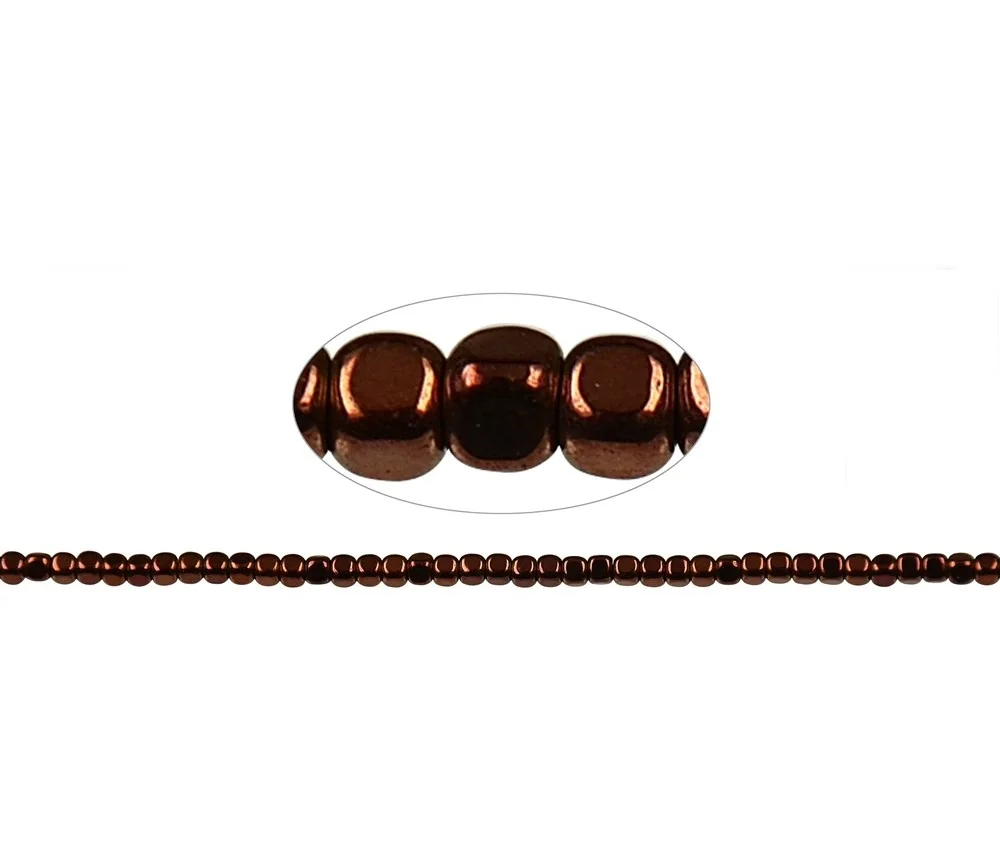 Heilstein & Edelstein-Strang - Würfel gerundet, Hämatin braun (gef.), 03 x 03mm