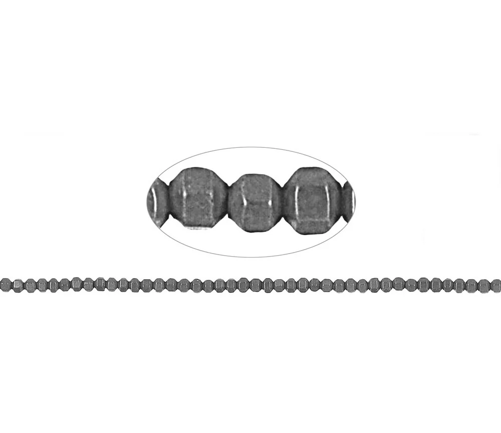Heilstein & Edelstein-Strang - Hexagon, Hämatin silber (gef.) matt, 02mm