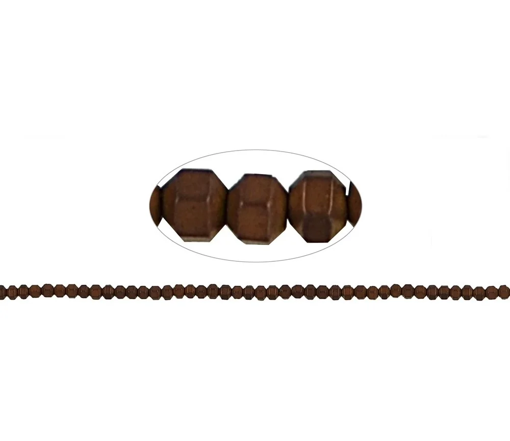 Heilstein & Edelstein-Strang - Würfel facet., Hämatin braun (gef.), 02mm