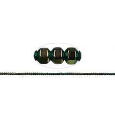 Heilstein & Edelstein-Strang - Würfel facettiert, Hämatin grün (gef.), glänzend, 02mm