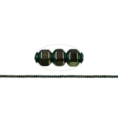 Heilstein & Edelstein-Strang - Würfel facettiert, Hämatin grün (gef.), glänzend, 02mm