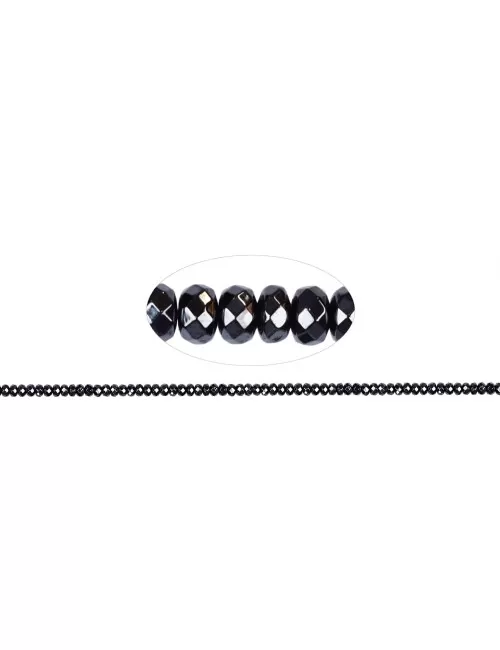 Heilstein & Edelstein-Strang - Button, Hämatin, facettiert, 04mm (39cm)