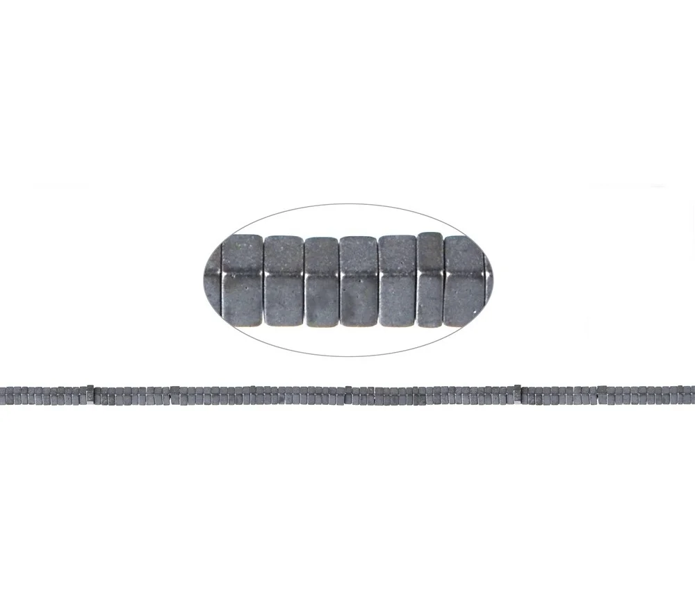 Heilstein & Edelstein-Strang - Quader, Hämatin silber matt (gef.), 01x 02 x 02mm