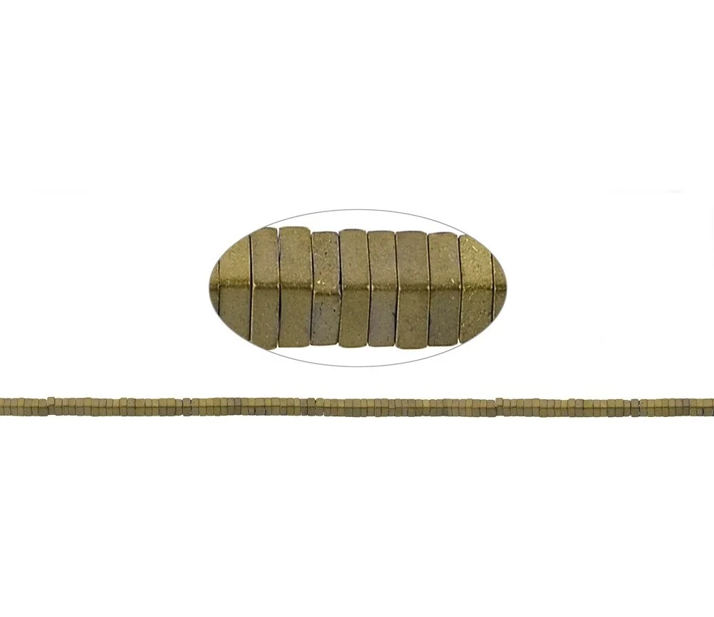 Heilstein & Edelstein-Strang - Quader, Hämatin gold (gef.) matt, 01 x 01 x 02mm