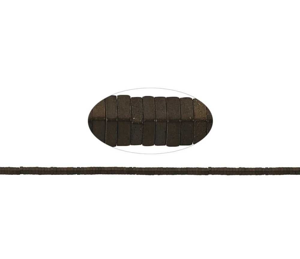 Heilstein & Edelstein-Strang - Quader, Hämatin coffee (gef.) matt, 01 x 02 x 02mm