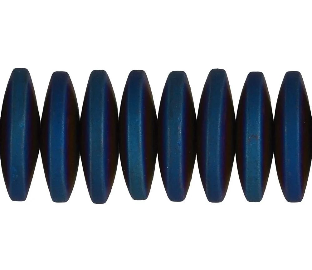 Heilstein & Edelstein-Strang - Button, Hämatin blau (gef.), matt, 03 x 12mm