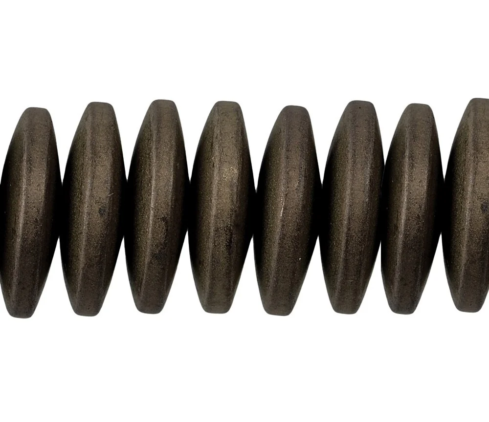 Heilstein & Edelstein-Strang - Button, Hämatin coffee (gef.) matt, 03 x 12mm