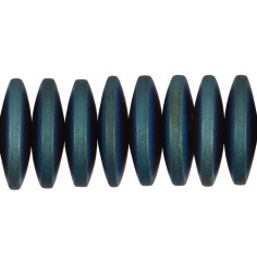 Heilstein & Edelstein-Strang - Button, Hämatin blau-grün (gef.) matt, 03 x 12mm