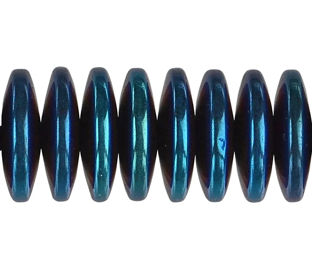 Heilstein & Edelstein-Strang - Button, Hämatin blau (gef.), 03 x 12mm