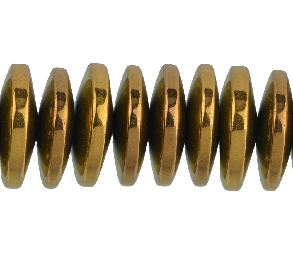 Heilstein & Edelstein-Strang - Button, Hämatin gold (gef.), 03 x 12mm