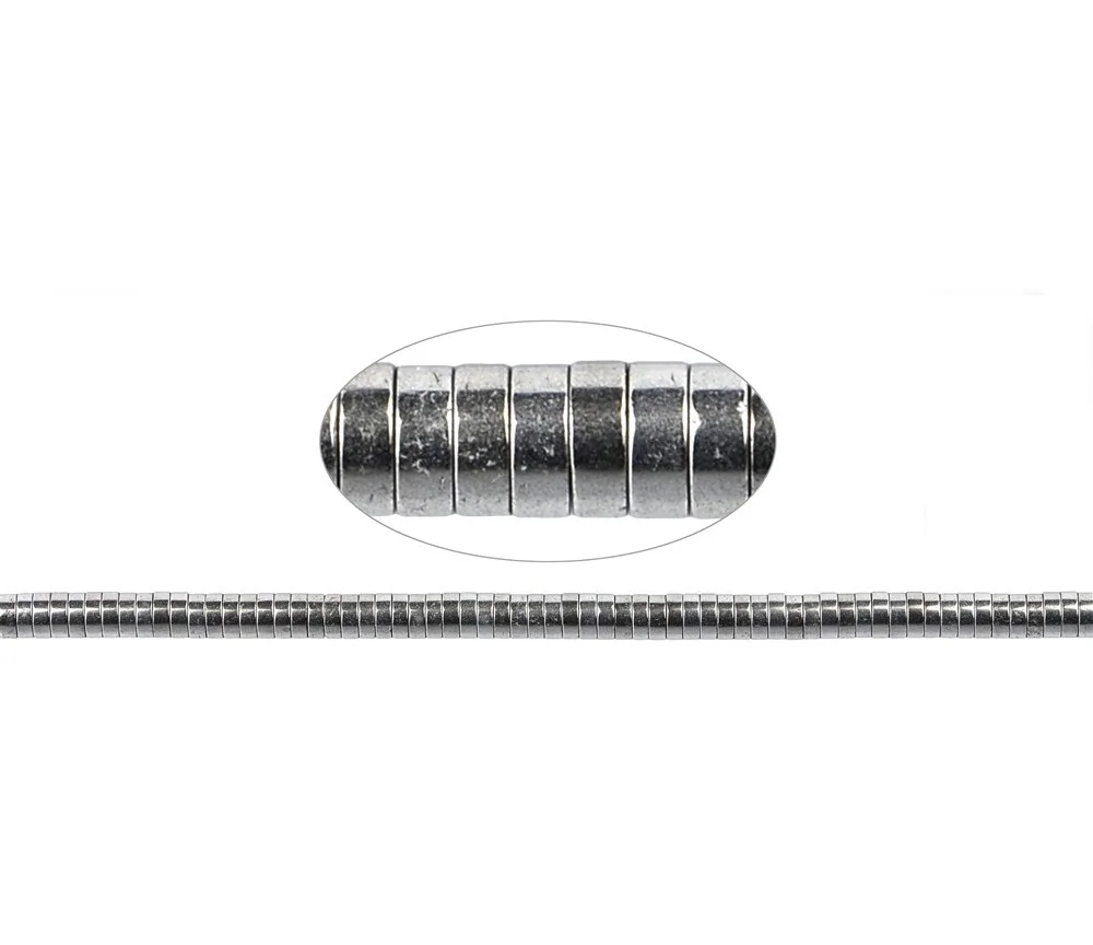 Heilstein & Edelstein-Strang - Zylinder (Heisihi), Hämatin silber (gef.), 01 x 03mm