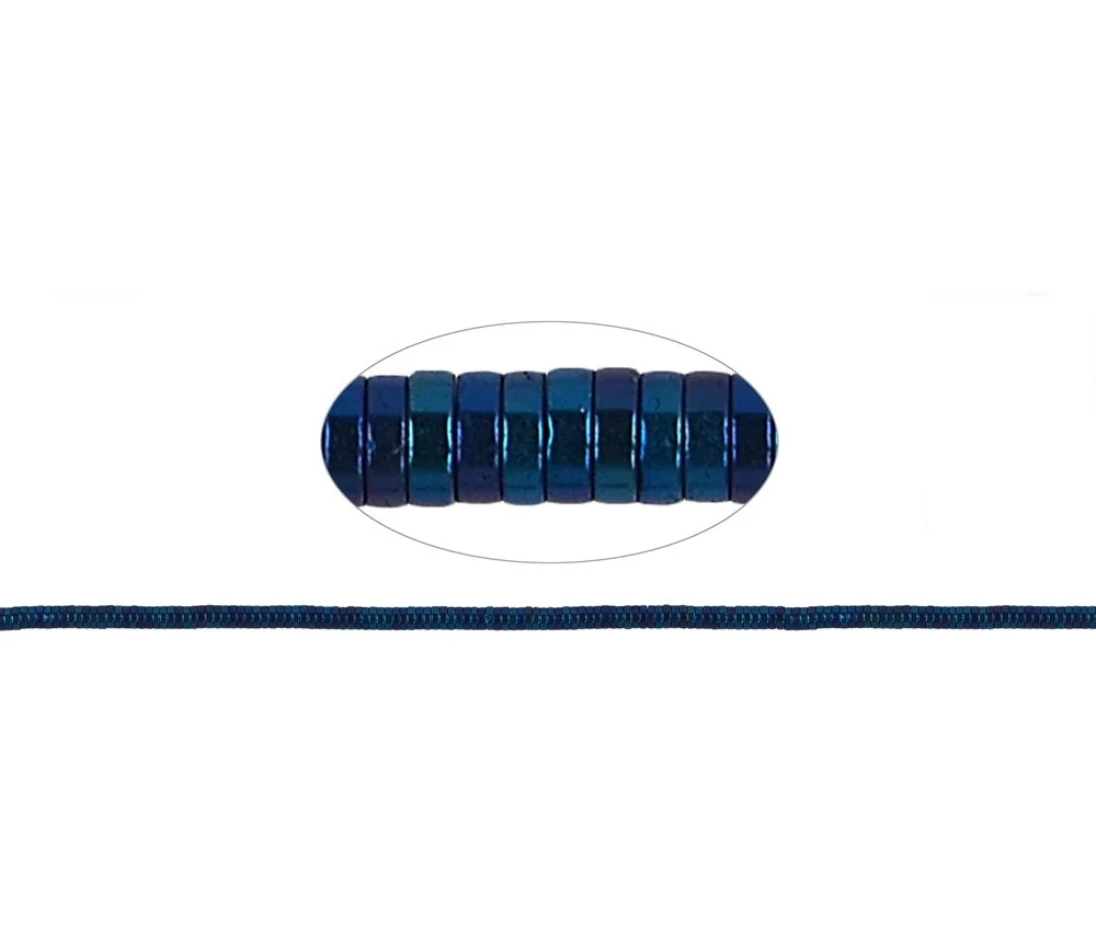 Heilstein & Edelstein-Strang - Zylinder (Heisihi), Hämatin blau (gef.), 01 x 03mm