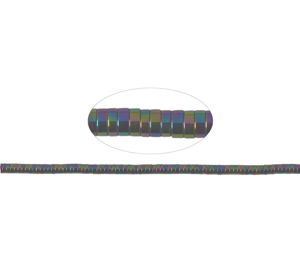 Heilstein & Edelstein-Strang - Zylinder (Heisihi), Hämatin bunt (gef.), 01 x 03mm