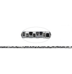 Heilstein & Edelstein-Strang - Zylinder (Heisihi), Hämatin silber (gef.), facettiert, 01 x 02mm