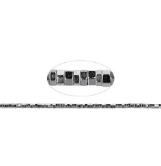 Heilstein & Edelstein-Strang - Zylinder (Heisihi), Hämatin silber (gef.), facettiert, 01 x 02mm