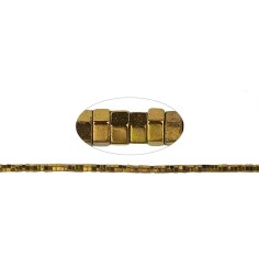 Heilstein & Edelstein-Strang - Zylinder (Heisihi), Hämatin gold (gef.), facettiert, 01 x 02mm