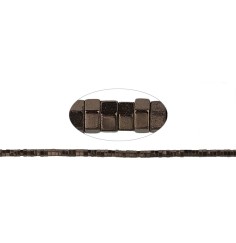 Heilstein & Edelstein-Strang - Zylinder (Heisihi), Hämatin coffee (gef.), facettiert, 01 x 02mm