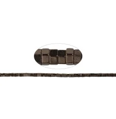 Heilstein & Edelstein-Strang - Zylinder (Heisihi), Hämatin coffee (gef.), facettiert, 01 x 02mm