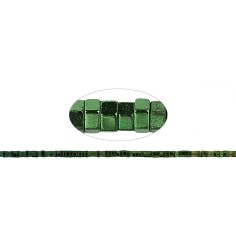 Heilstein & Edelstein-Strang - Zylinder, Hämatin blau-grün (gef.), facettiert, 01 x 02mm