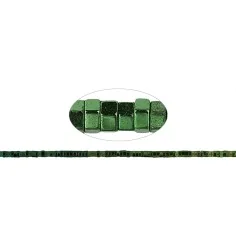 Heilstein & Edelstein-Strang - Zylinder, Hämatin blau-grün (gef.), facettiert, 01 x 02mm