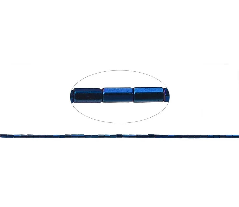 Heilstein & Edelstein-Strang - Zylinder facettiert, Hämatin blau (gef.), 04 x 02mm