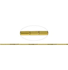 Heilstein & Edelstein-Strang - Zylinder facettiert, Hämatin gold (gef.), 04 x 02mm